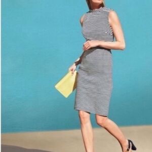 NWOT Boden Ponte Cotton Blend Navy/white Striped Fitted Dress Size 6